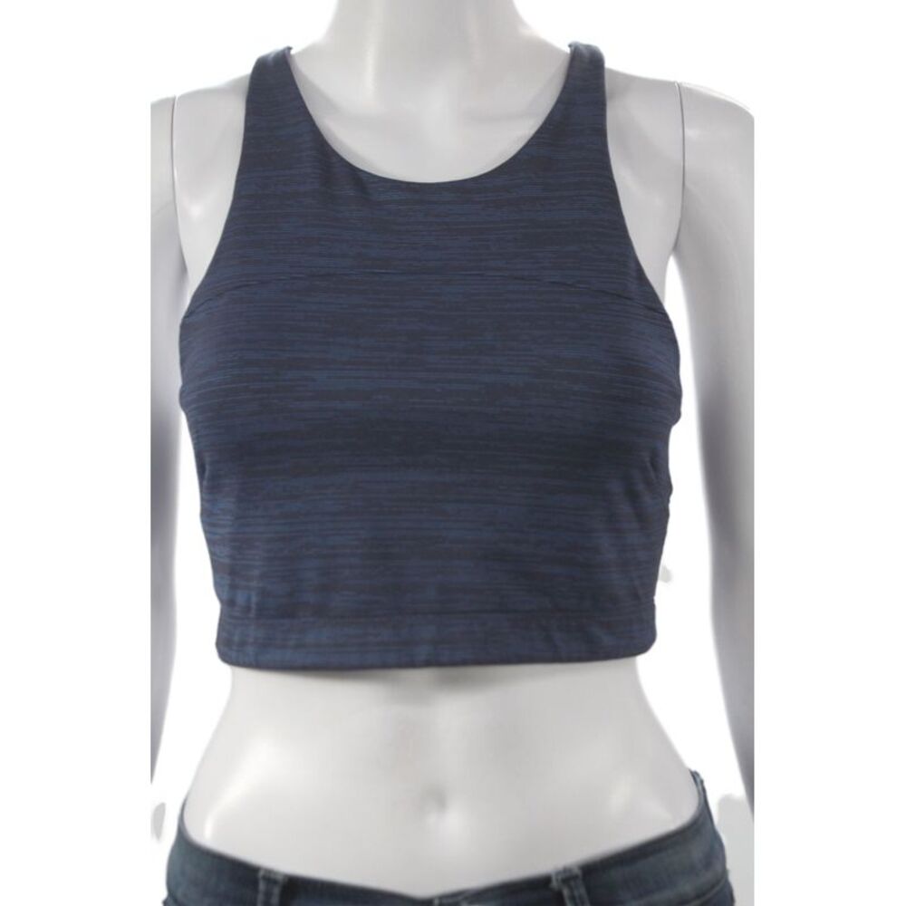 Outdoor Voices Womens Striped Pullover Sports Bra Blue Size Small